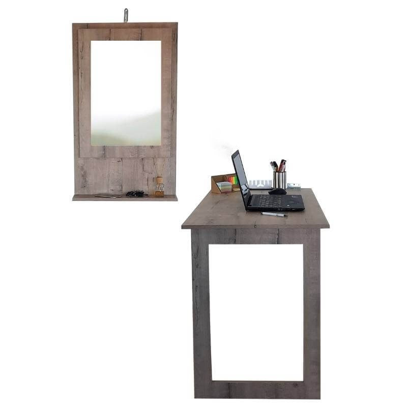 SpaceSave Fold Up Wall Desk with Mirror 100x60cm