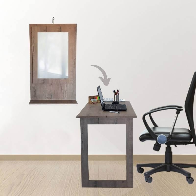 Fold Up Wall Mounted Desk & Mirror 100x60cm