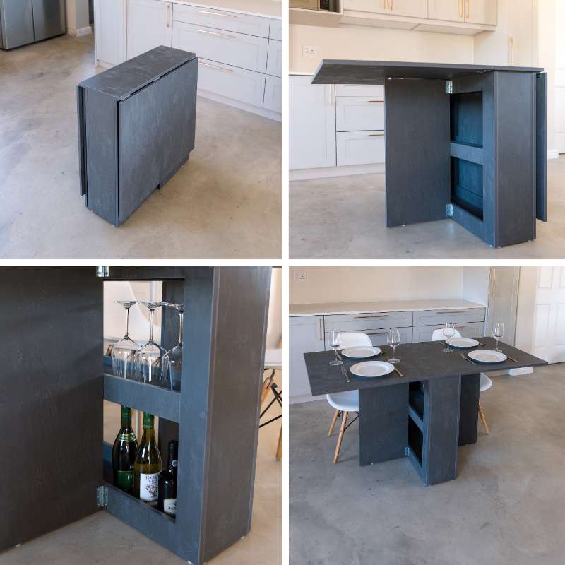 SpaceSave Folding 4 in 1 Console Table Desk - Limited Edition Graphite