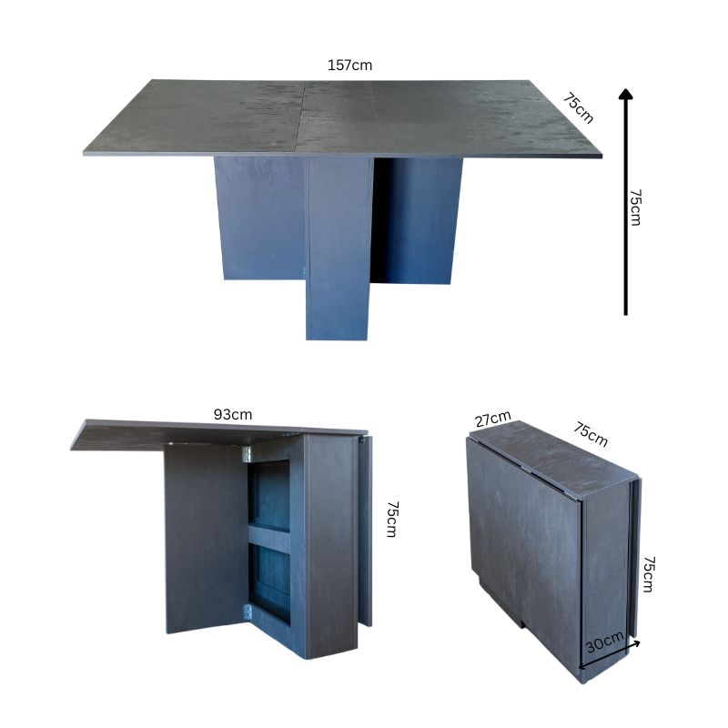 SpaceSave Folding 4 in 1 Console Table Desk - Limited Edition Graphite