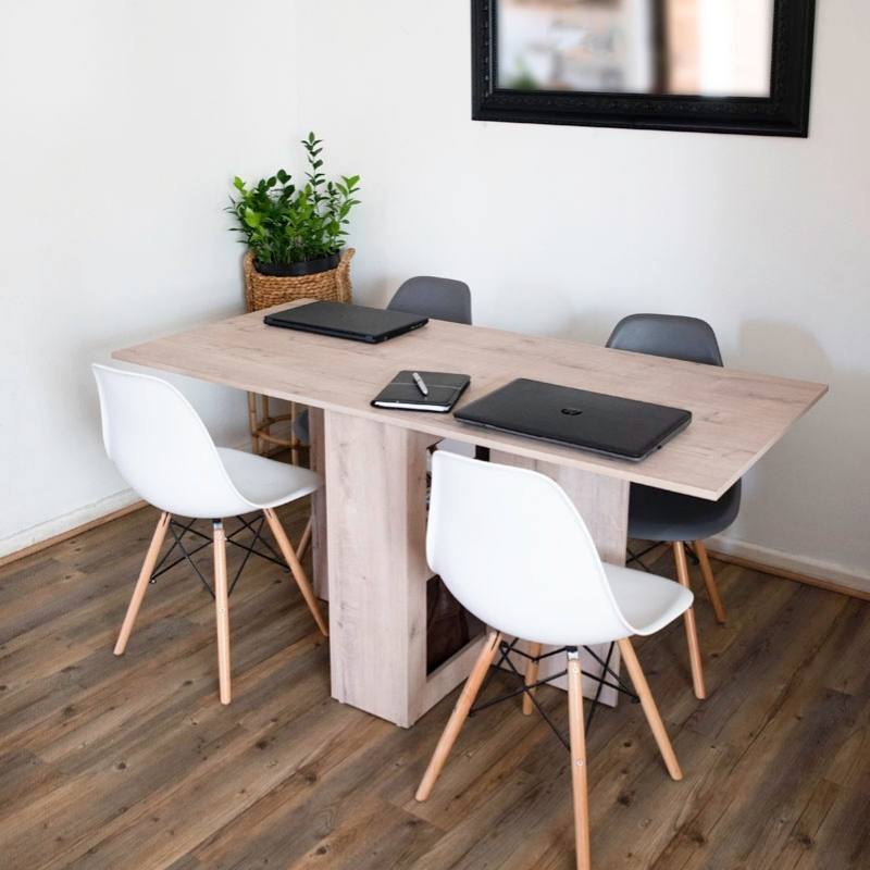 SpaceSave Folding 4 in 1 Console Table Desk - Rustic Wood