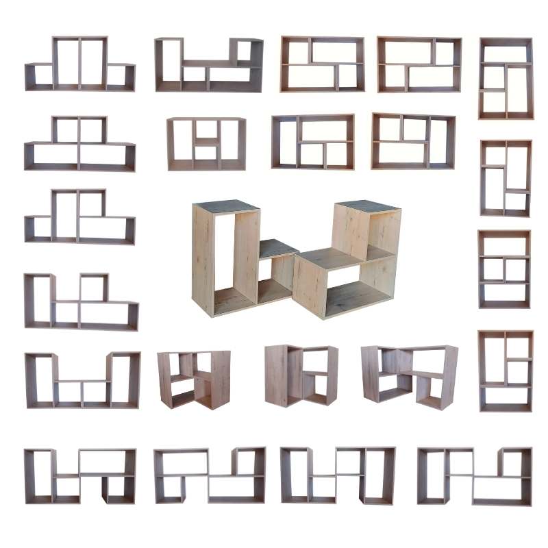 SpaceSave Infinitude Modular TV Stand - Rustic Wood