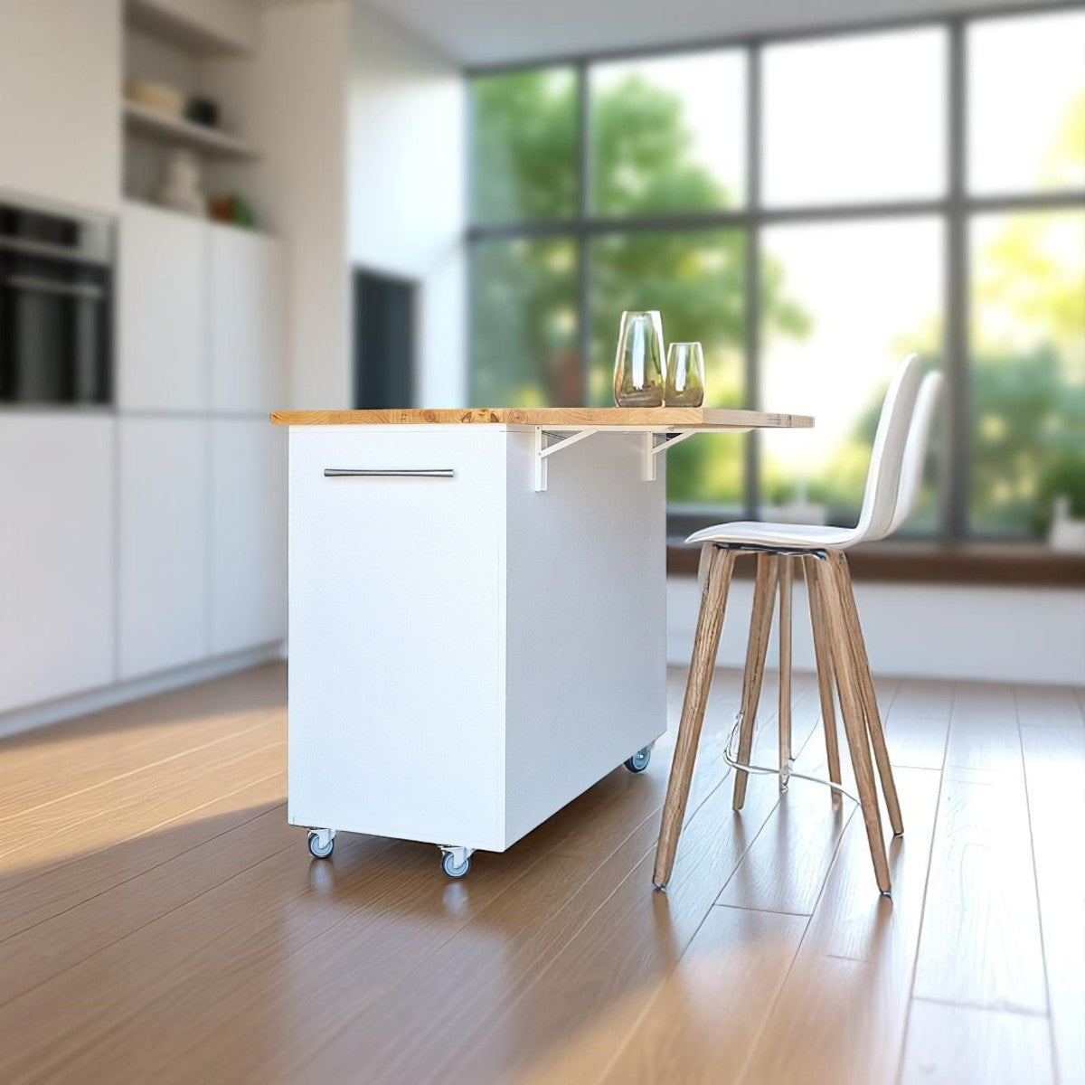 Large Kitchen Island with Drawers 100cm - White