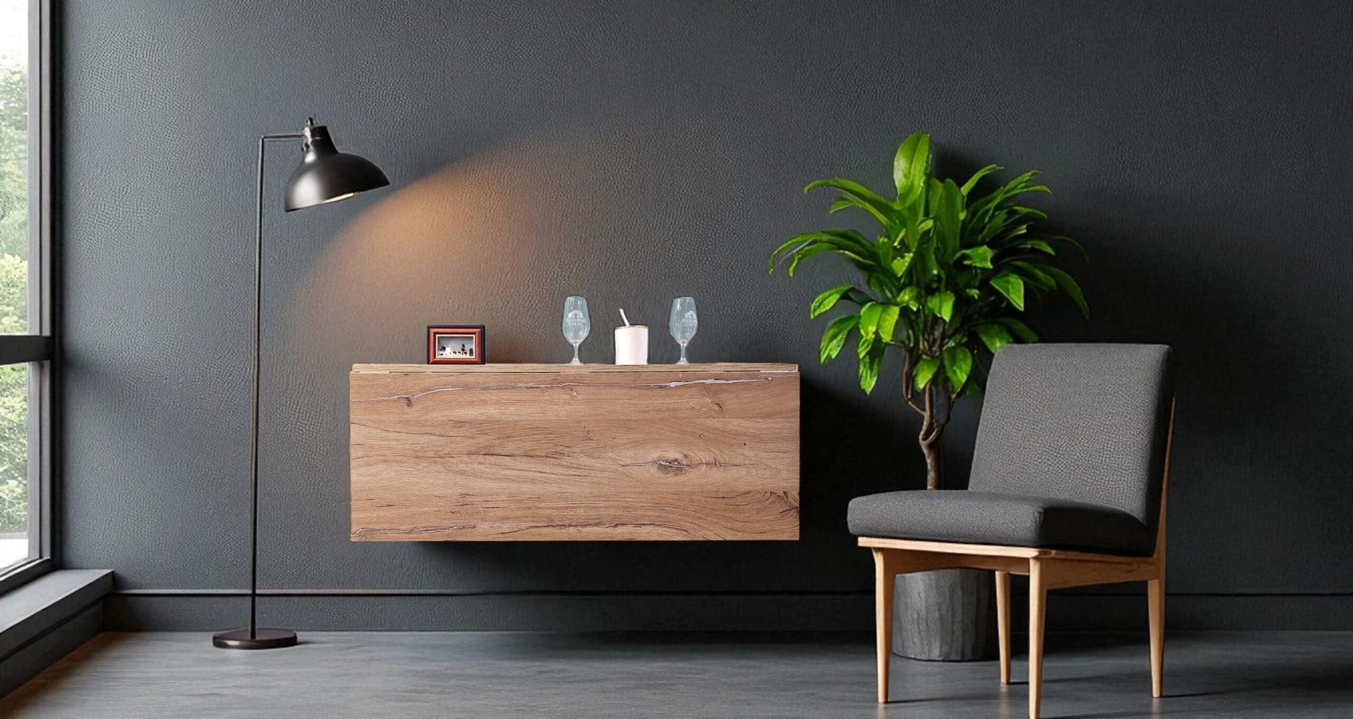 SpaceSave SmartFold Drop Leaf Console Table - Midnight Mystic River