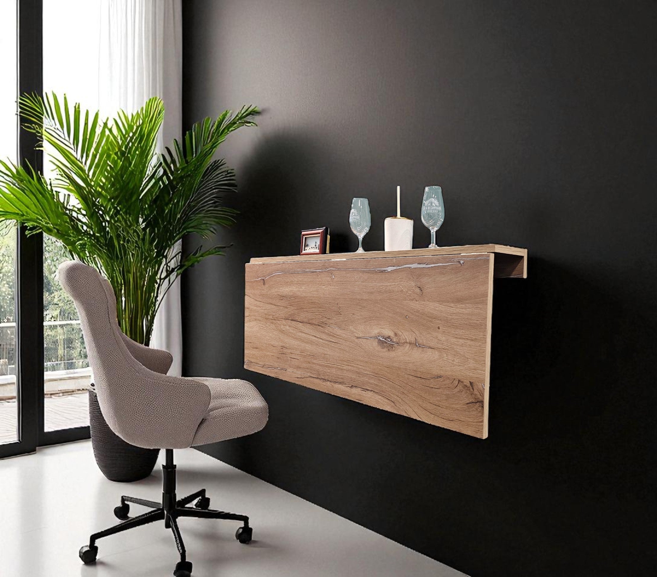 SpaceSave SmartFold Drop Leaf Console Table - Midnight Mystic River