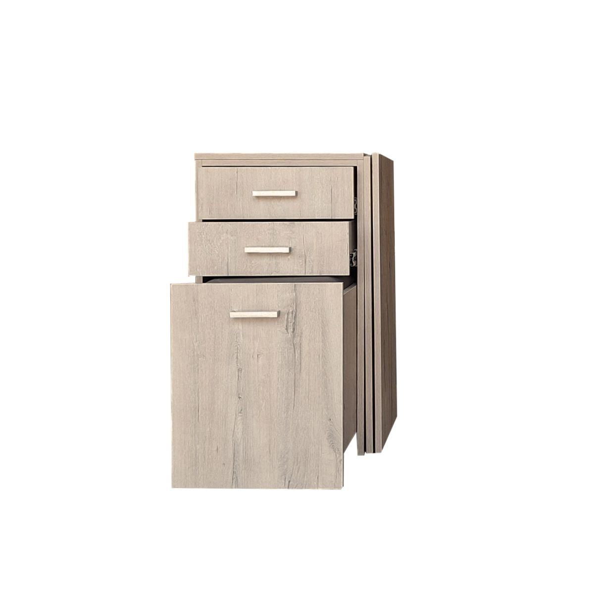 Versa Combo Drawer Desk with Ottoman Chair and Fold-Out Table - Rustic Wood