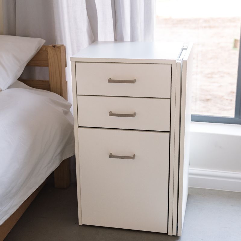 Versa Combo Drawer Desk with Ottoman Chair and Fold-Out Table